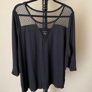 Lane Bryant- Size 22/24, 3/4 Sleeve, Black, Lace Top